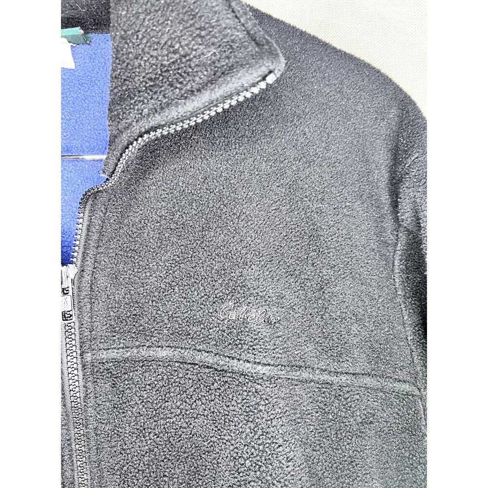 Vintage Cabela's Fleece Polartec Black Blue Made In USA ZIp Up Jacket - Picture 2 of 9